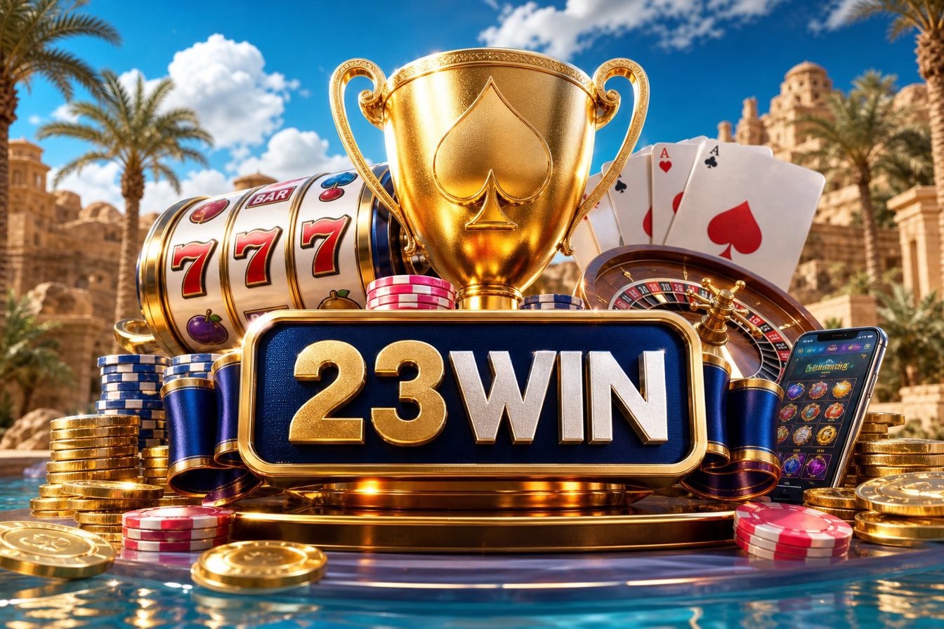 Giao diện cổng game đổi thưởng 23WIN với kho game phong phú và các thẻ ưu đãi dành cho người chơi mới